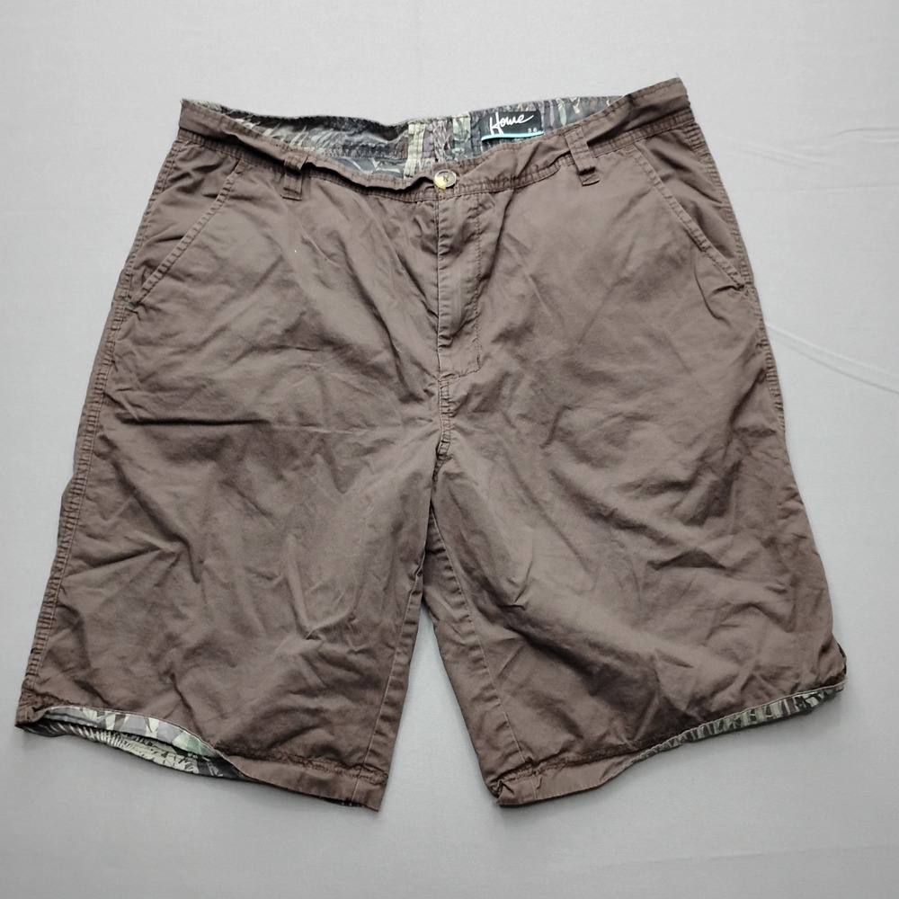 Howe Mens Reversible Chino Cargo Shorts Brown Floral Tropical Size 36